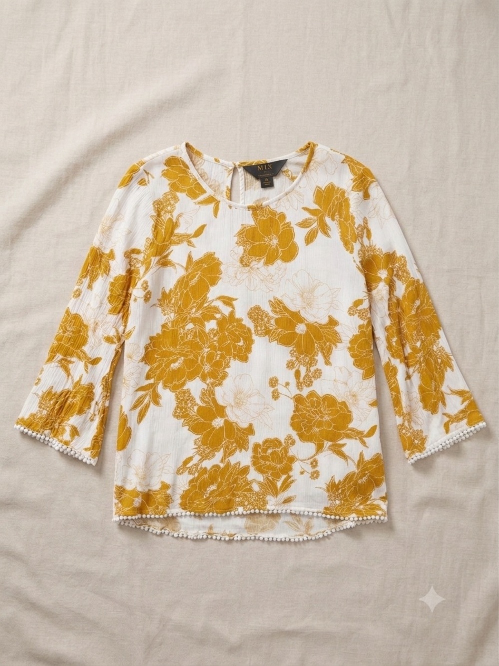 MIX by 41 Hawthorn White & Mustard Floral Blouse Medium